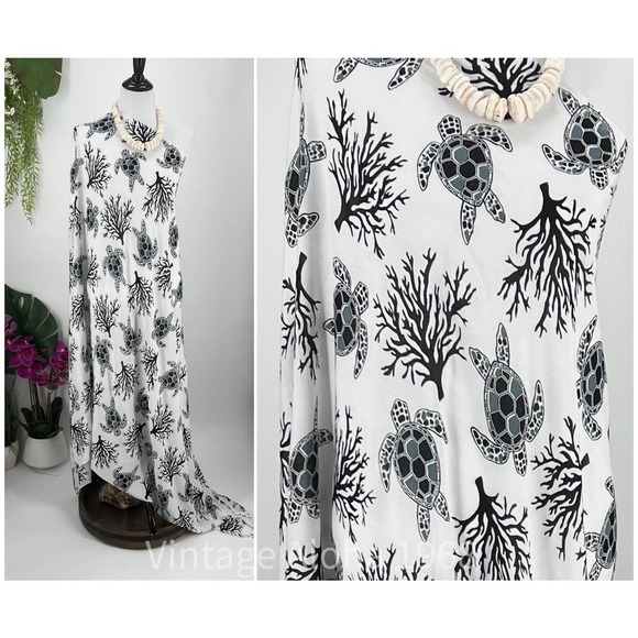 White/Black Coral Honu Tropical SARONG Kīkepa Pareo Beach Wrap Skirt Sum… - Picture 2 of 4